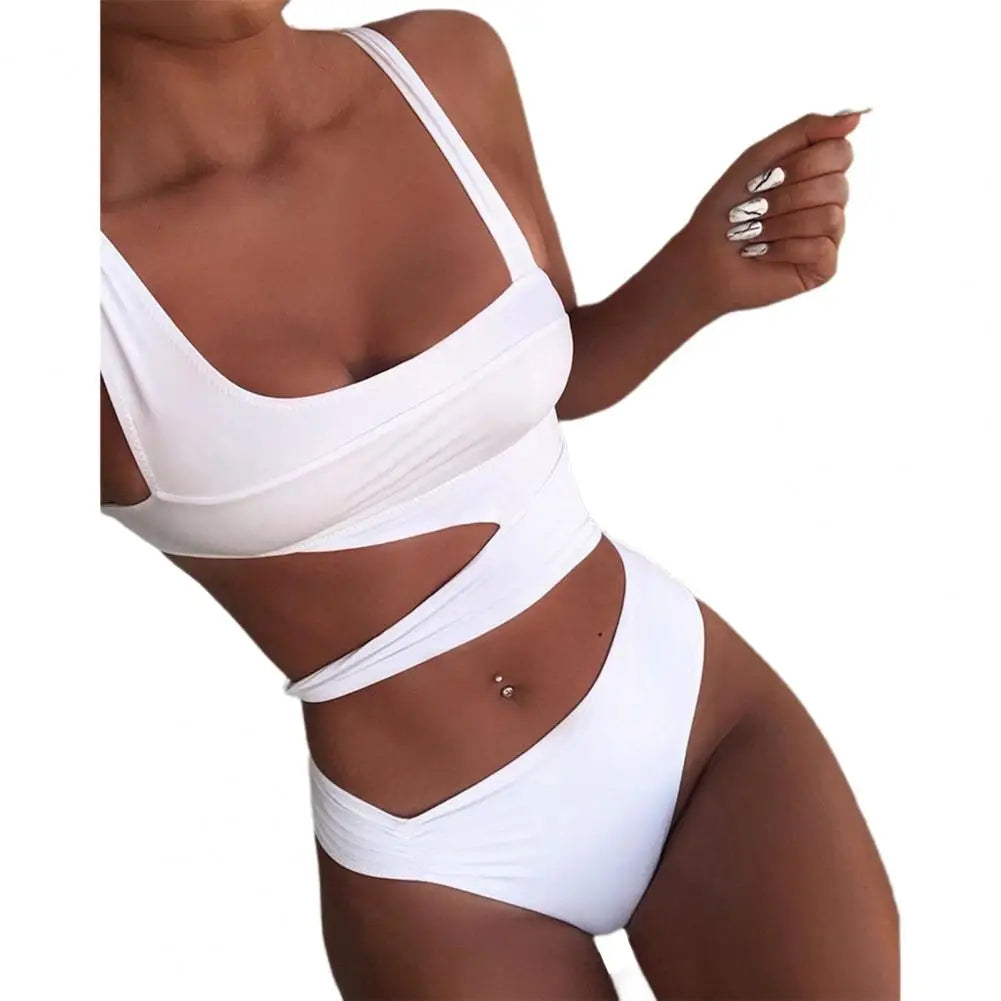 Women Swimsuit Sexy Stain Resistant Shoulder Strap Bikini Set Slim Fit Push Up Summer Beachwear For Holiday