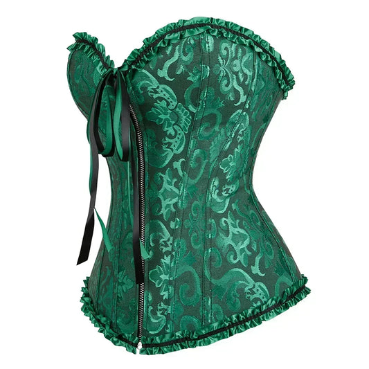 Corset Vintage, Corsets Floral Jacquard Bustier Zipper Bustiers Lace Up Corsage Party Night Costumes Rave Outfit Plus Size