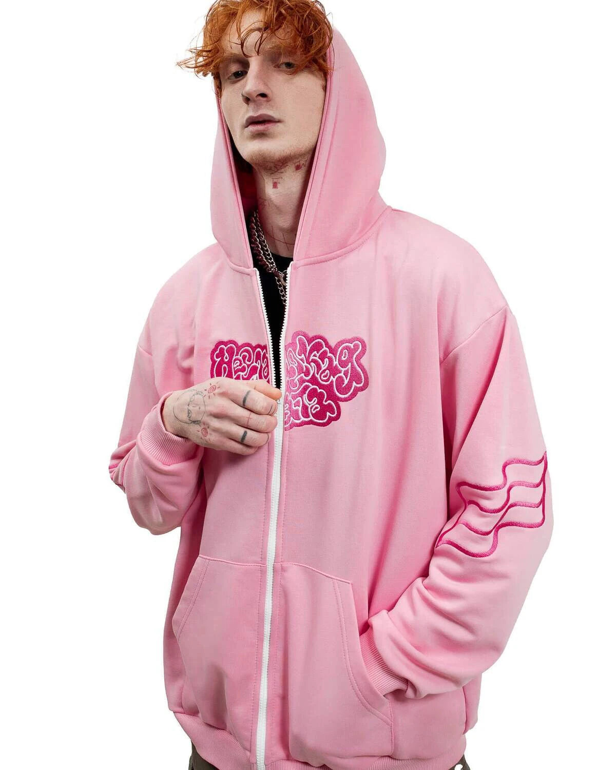 Y2K Harajuku Вата Zip Up Hoodie Cartoon Letter Embroidery Sweatshirt Men Hip Hop Oversized Streetwear Zipper Jacket Goth Clothes