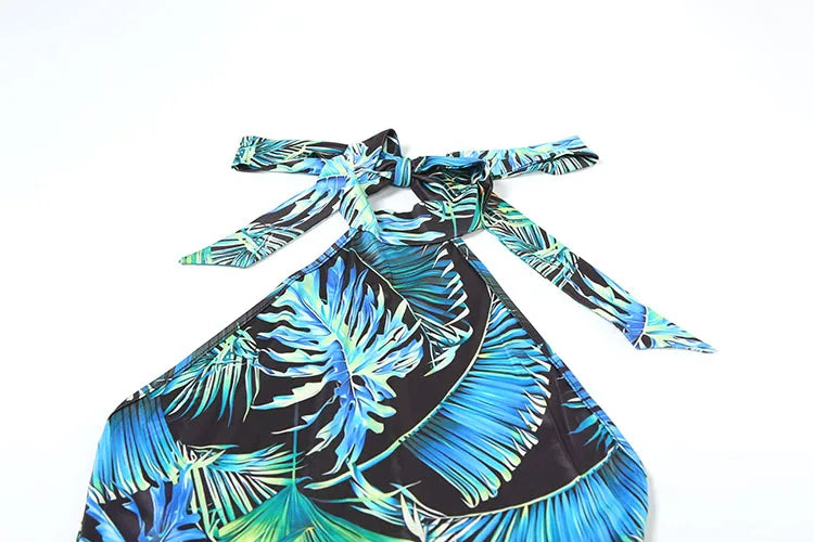 Weird Puss Colorful Print Romper Women Halter Bandage Summer Sexy Hipster Backless Activity Workout Fit Tight Stretch Playsuits
