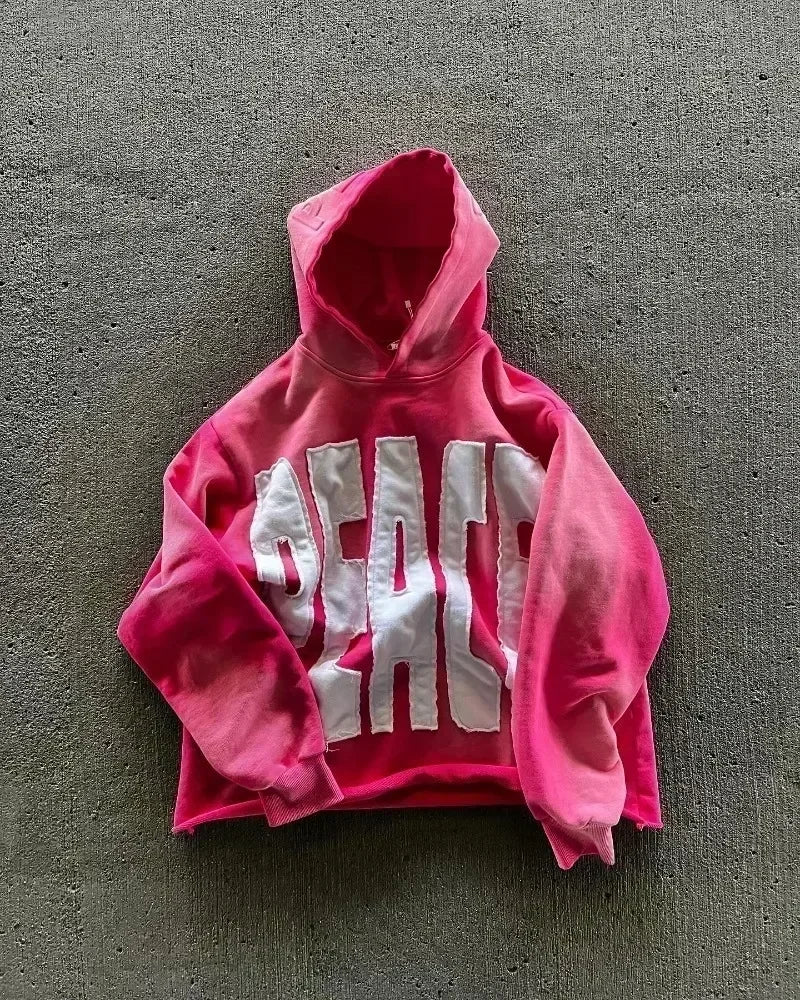 Retro Gothic Full Rhinestone Patch Letter Oversized Hoodie Women's Y2K New Harajuku Hip-Hop Casual Joker Sweatshirt Street Wear