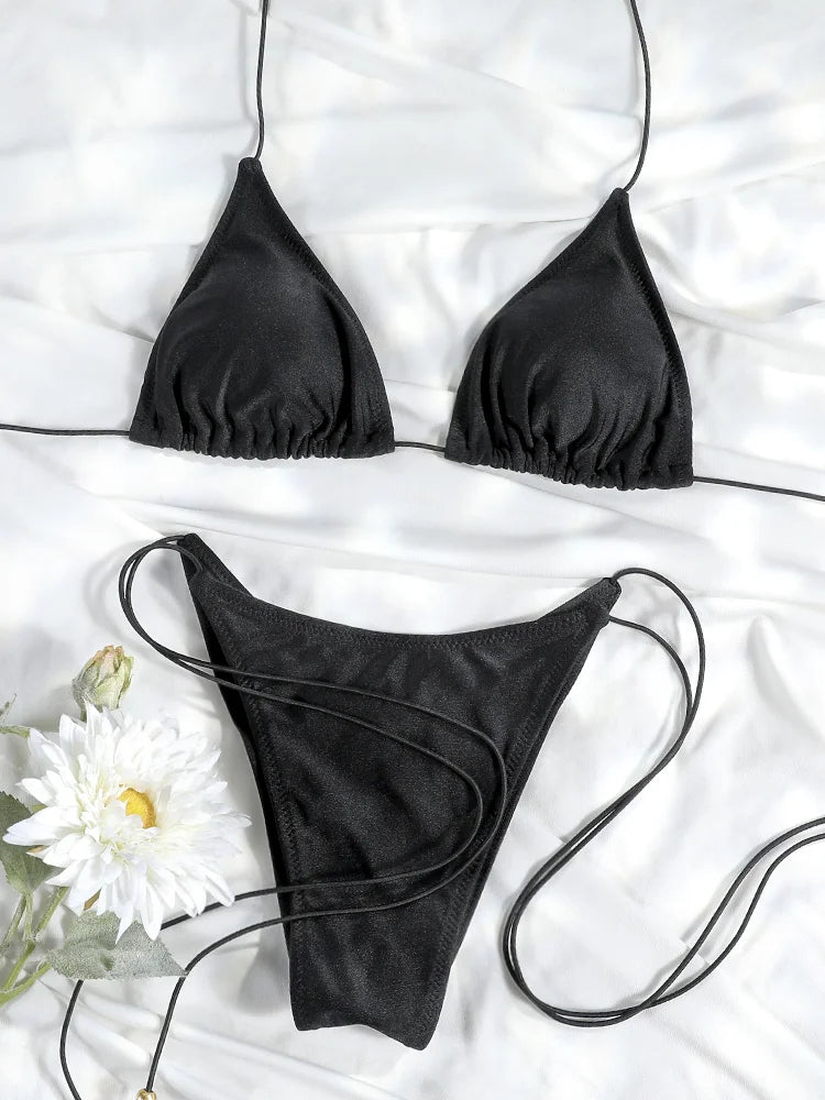 Brown Color Bikinis Bow Swimwear Women'S Summer Swimsuit 2025 Sexy Bikini Set Low Waist Beachwear Push Up Bathing Suits