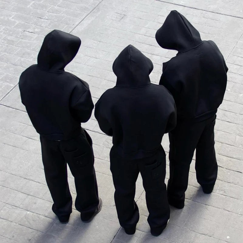 sweatsuit Casual Solid Couple's Hooded Sweatshirt Loose Sweatpants Jogging Sweatshirt Trousers Outfits Suits ﻿