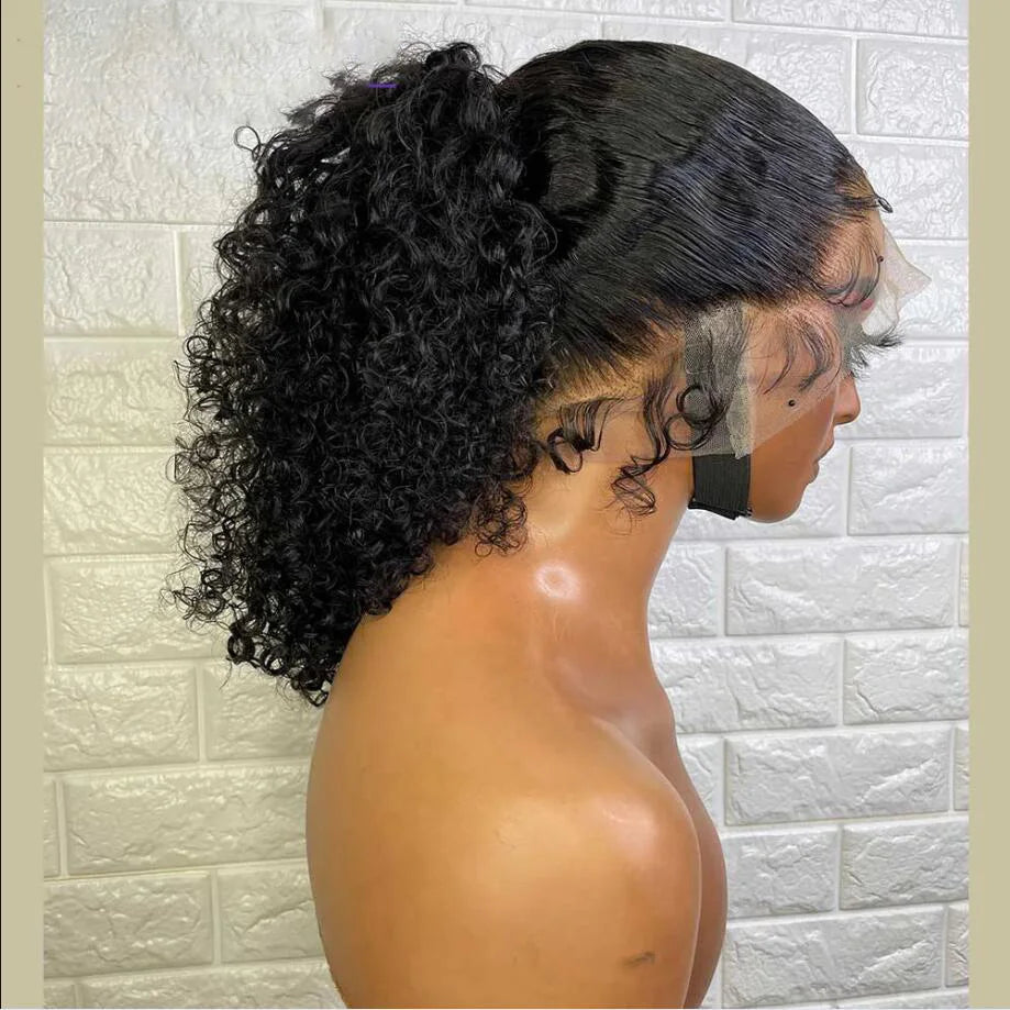 180 Density 26 inch Long Soft Black Kinky Curly Preplucked Lace Front Wig For Women Natural Hairline Wig With Baby Hair Glueless