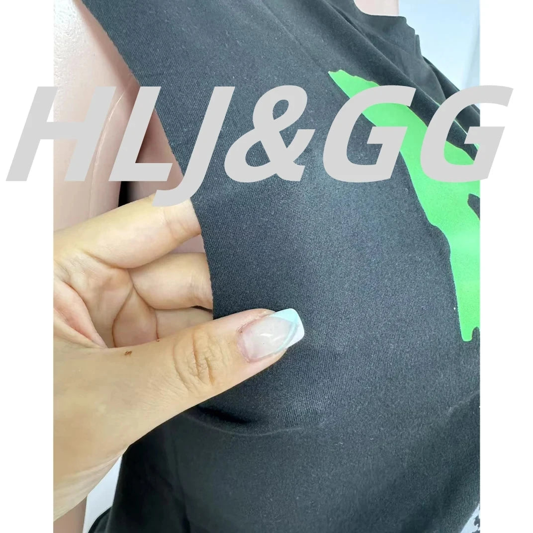 HLJ&GG Y2K Trendy Retro Print Tshirts Two Piece Sets Women Round Neck Sleeveless Top And Sequin Leopard Shorts Outfit Streetwear