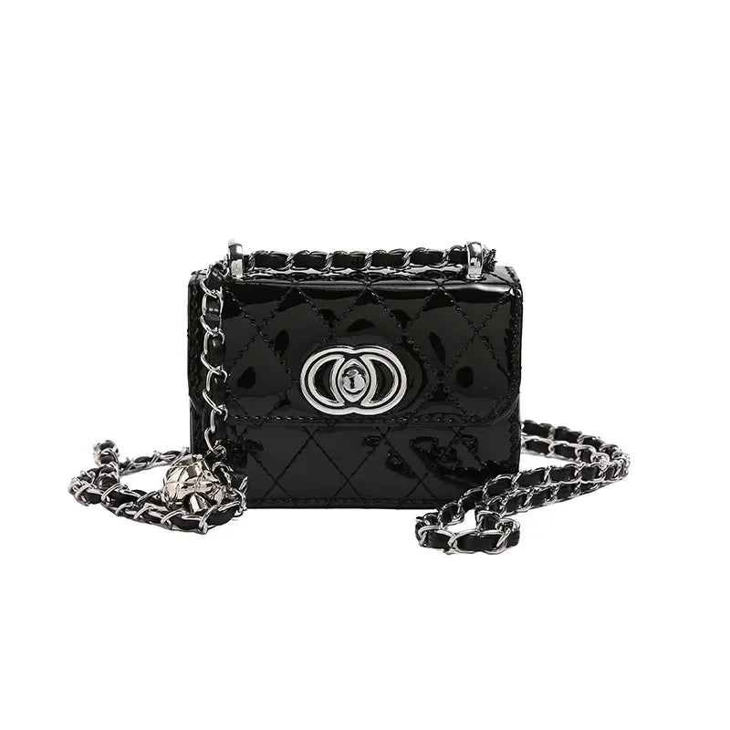 2025 New Arrival Eye - Catching Laser - Patent Mini Crossbody with Gleaming Glossy Chain Strap, Convenient Lipstick Holder