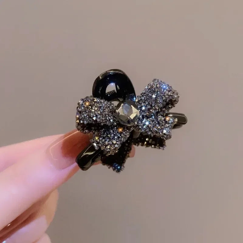 Korean 1/2pcs Sweet Black Red Bow Small Hair Claw Clip Princess Velvet Bow Hair Clip Claw Clamp Headwear Girls Women