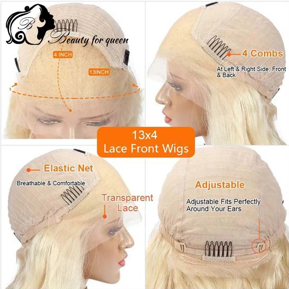 Blue Lace Front Human Hair Wigs For Women Straight HD Transparent Lace Frontal Wig Remy Brazilian Hair Front Lace Wig PrePlucked