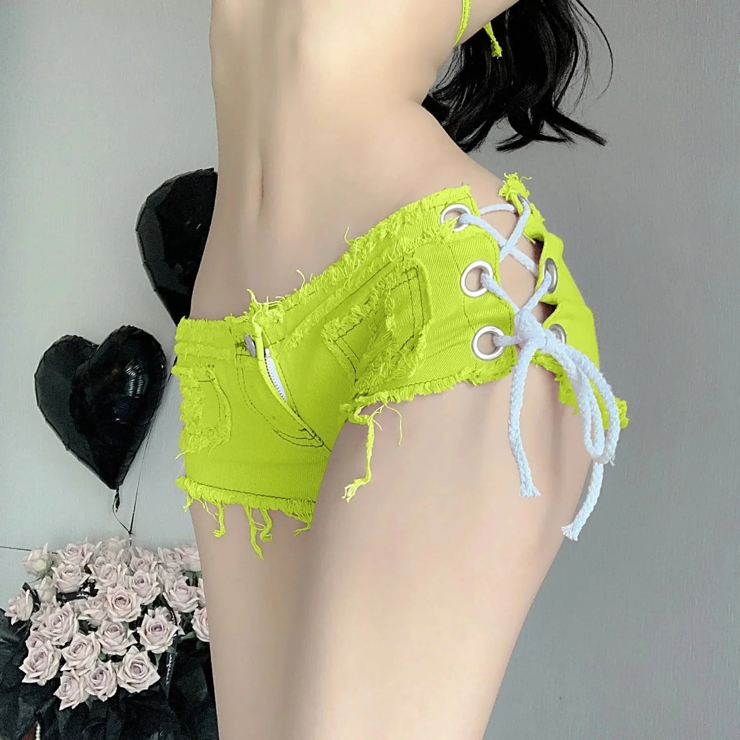 Sexy Low Waist Jeans Shorts,  European American Style Crossbody Shorts For Nightclubs Summer Fashion Trend