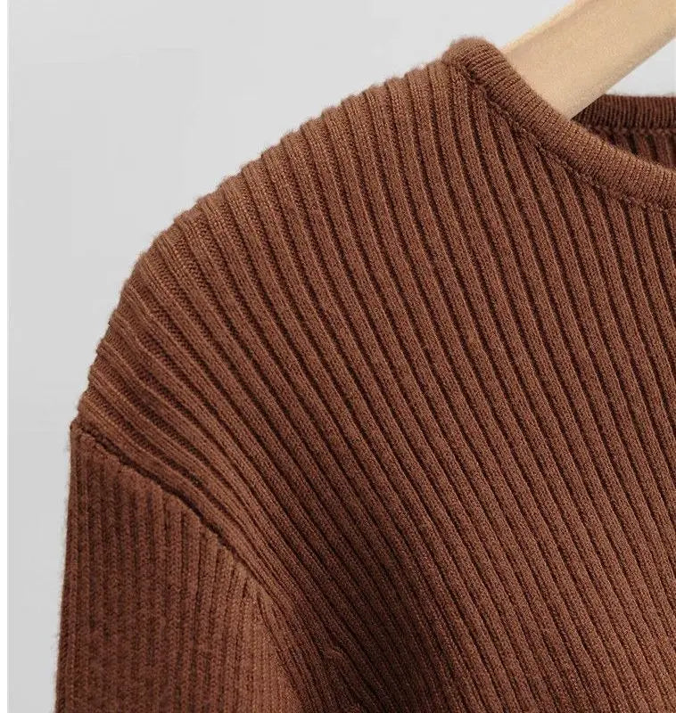 O-neck Women Long Sleeve Crop Top