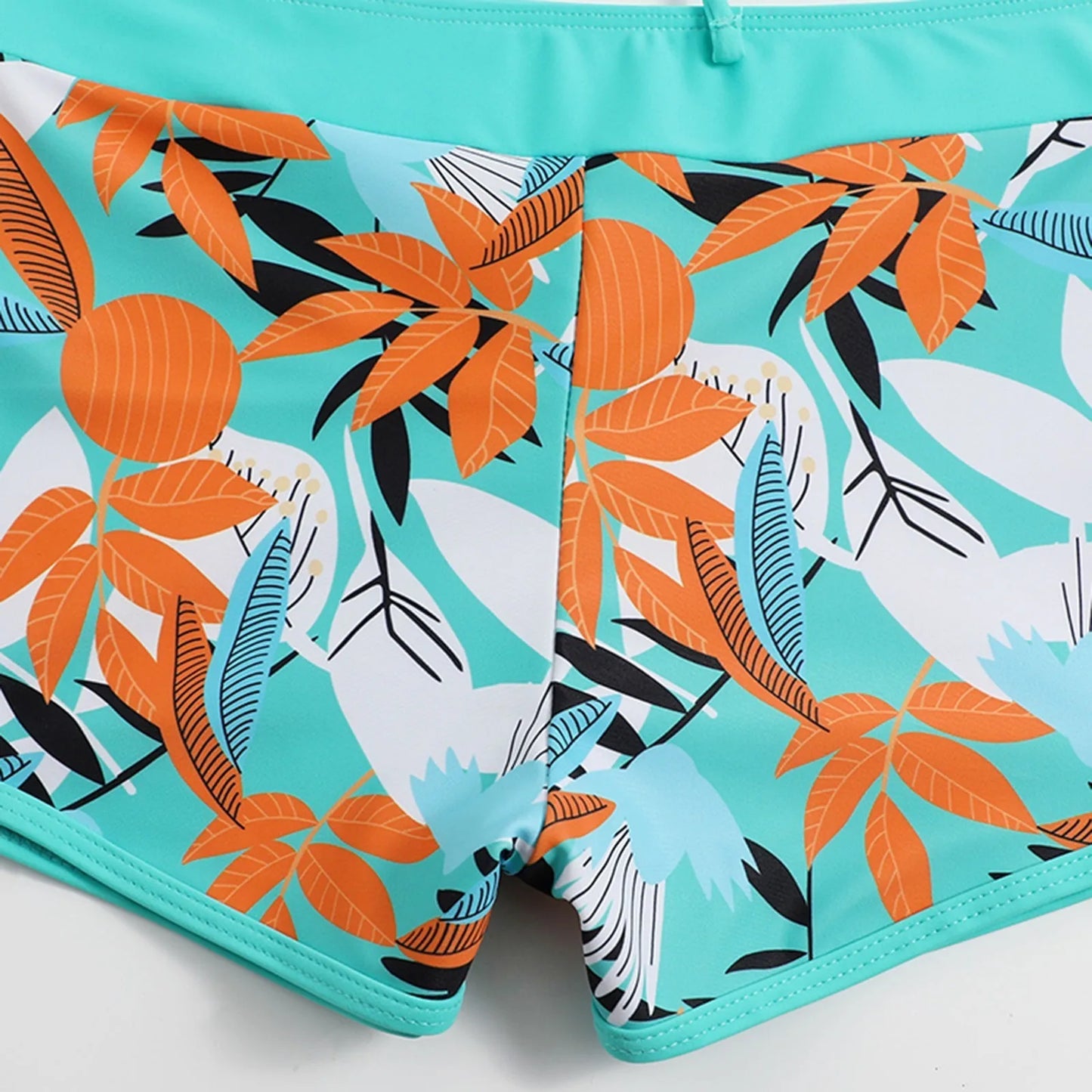 Shorts Bikinis Set  High Waist Swimsuit Women Swimwear  Plant Print Bathers Bathing Swim Suit Beachwear