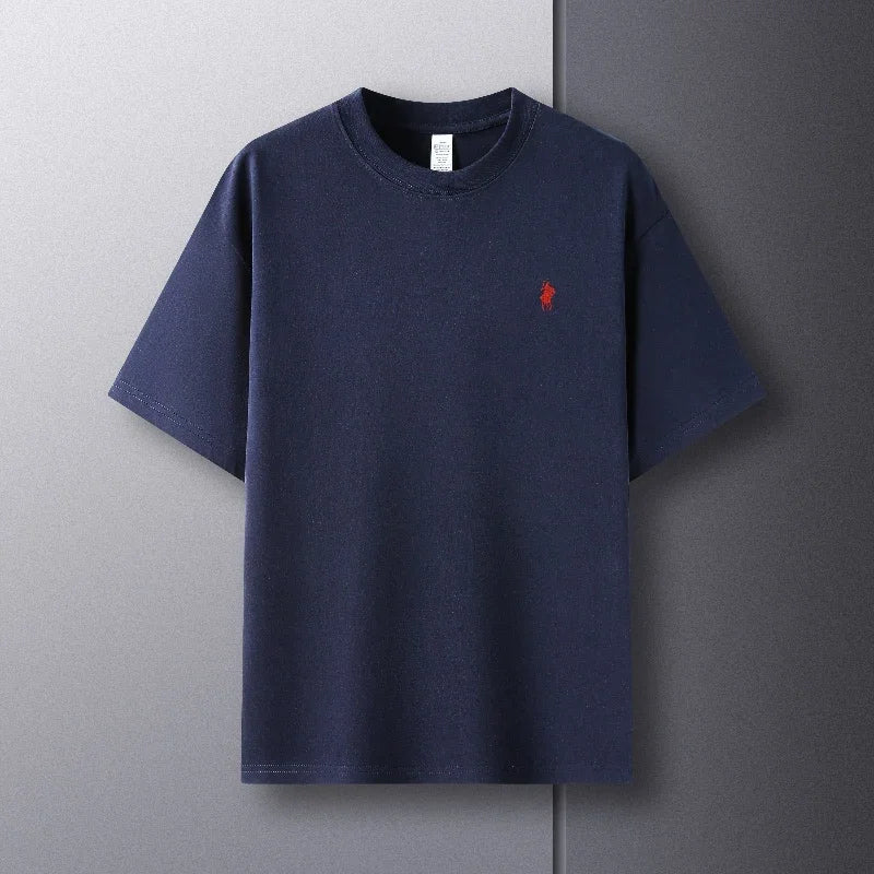 100% pure cotton short sleeve round neck men's T-shirt hot selling luxury brand summer exquisite pony embroidery breathable top