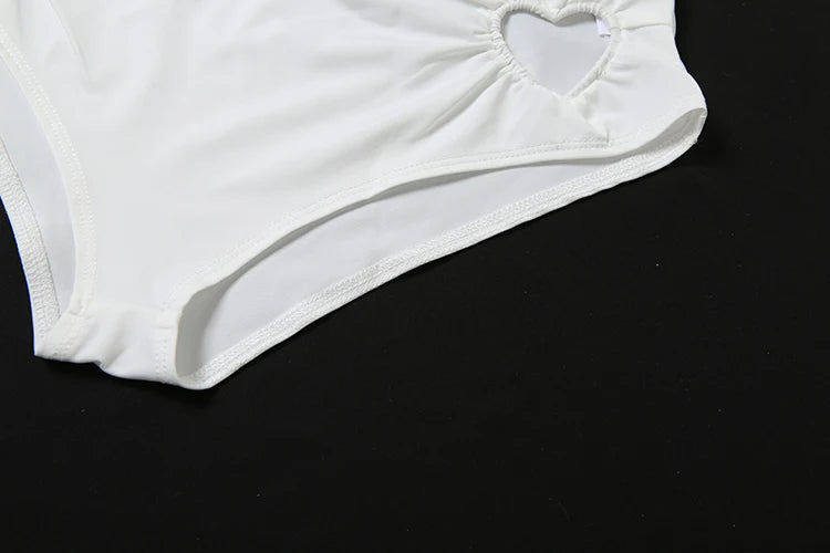 Weird Puss Heart Hollow 2 Piece Set Women Simple Vacation Camisole+Panties Beach Style Matching Stretch Street Comfortable Suit