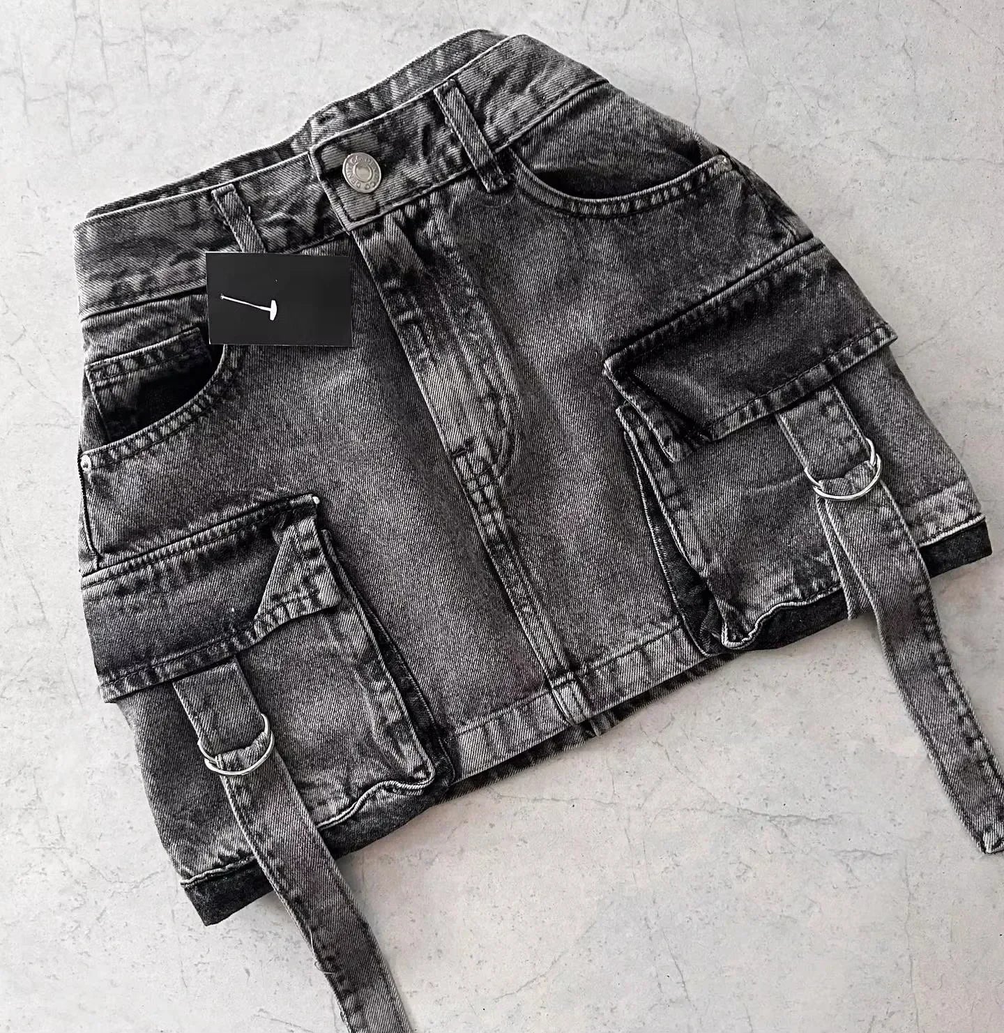 Y2k Retro Washed Camouflage Pattern Mini Skirt with High Waist and Hip Wrapped A Line Pleated Skirt Fashion Gothic jeans Skirts