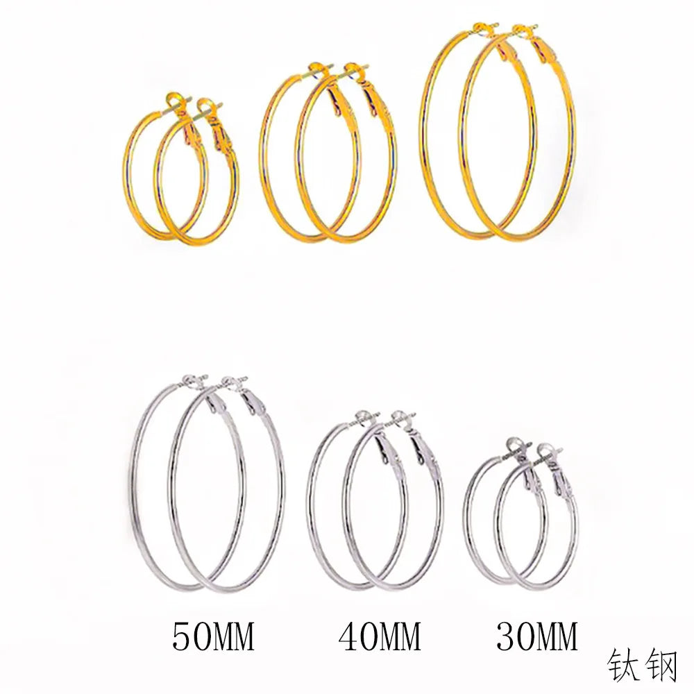 6pair /pack Smooth Open Women Men Hoop Earrings Stainless Steel Ears Jewelry Accessories, Birthday Gifts. Party Gifts