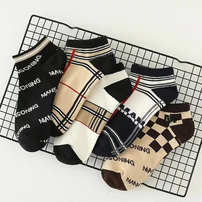 5PCS Men's Thin Low-Cut Socks Breathable Anti-Odor Moisture-Wicking Lightweight Comfortable Versatile for Daily Wear