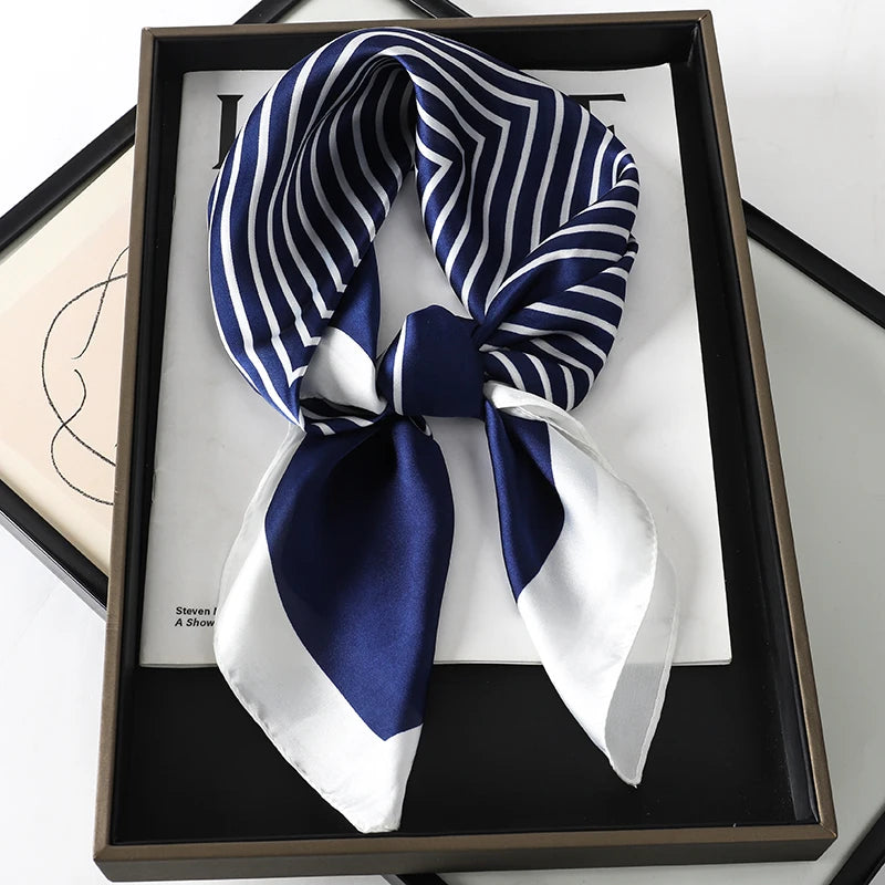 60Colors Luxury Scarf Women 70*70Cm Silk Feel Square Hair Wrapping Foulard Satin Shawl Big Size Head Bandana Hijab Handkerchief
