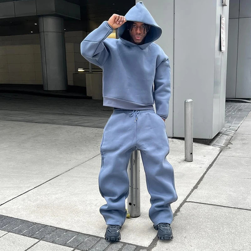 sweatsuit Casual Solid Couple's Hooded Sweatshirt Loose Sweatpants Jogging Sweatshirt Trousers Outfits Suits ﻿