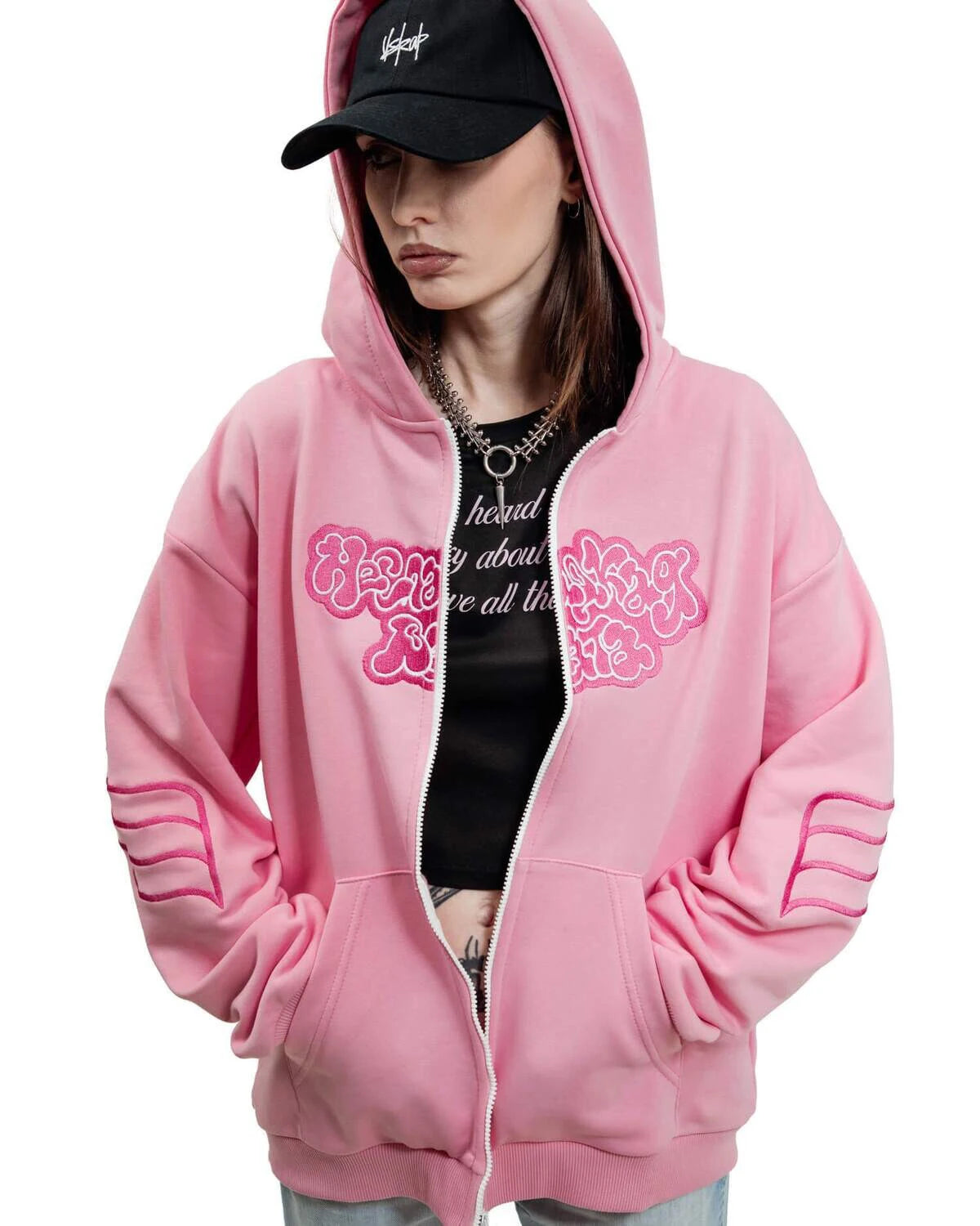 Y2K Harajuku Вата Zip Up Hoodie Cartoon Letter Embroidery Sweatshirt Men Hip Hop Oversized Streetwear Zipper Jacket Goth Clothes