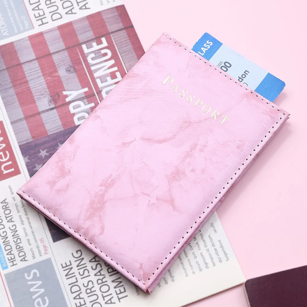Women Cute Leather Passport Cover Air tickets For Cards Travel Passport Holder Wallet Case Travel  Accessory Credit Card Holder