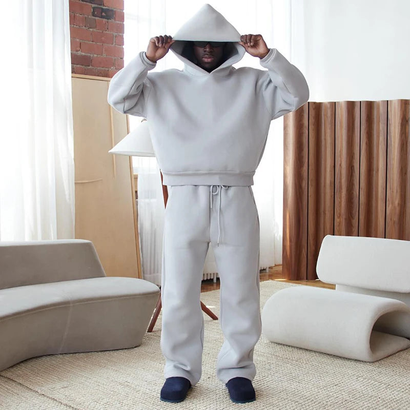 sweatsuit Casual Solid Couple's Hooded Sweatshirt Loose Sweatpants Jogging Sweatshirt Trousers Outfits Suits ﻿