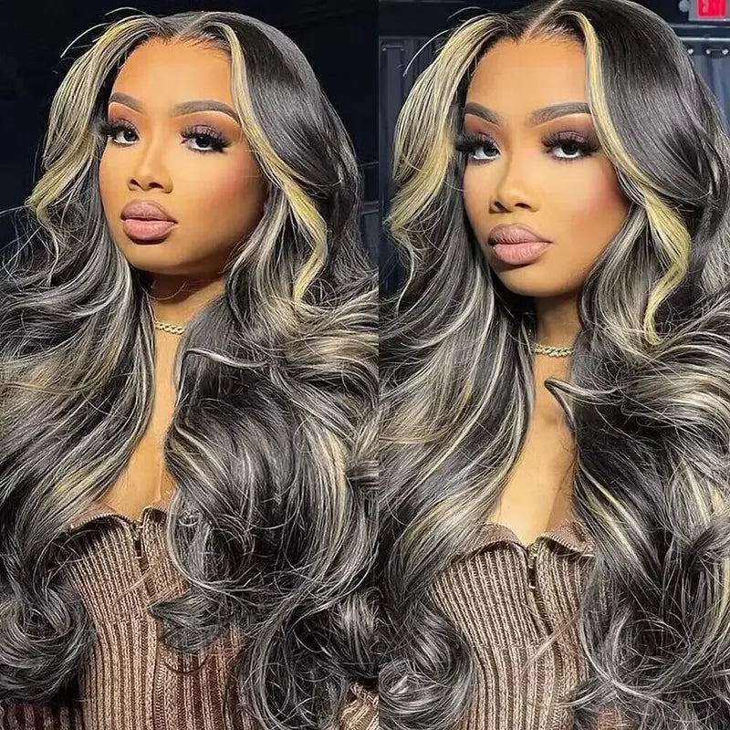 1B/27 Balayage Highlight Body Wave Wig Human Hair 30 Inch 13x4 HD Lace Frontal Wig Ombre Blonde Highlight Brazilian Hair  Wigs