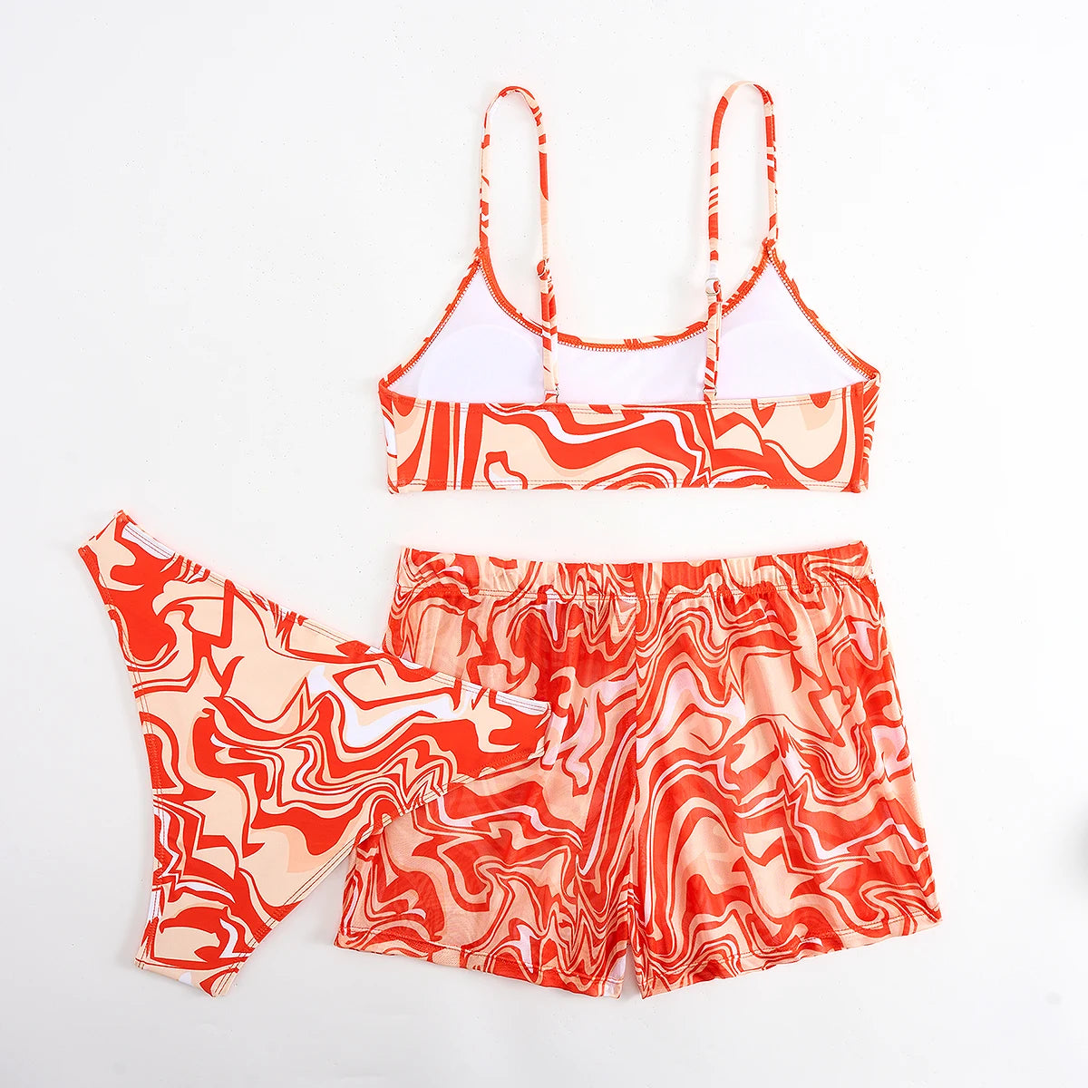 Sexy Bikini 2025 3 Pieces Swimwear High Waist Swimsuit Orange Bathers Swimming Bathing Swim Suit Summer Beachwear