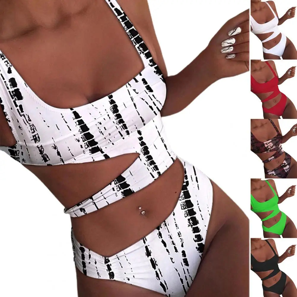 Women Swimsuit Sexy Stain Resistant Shoulder Strap Bikini Set Slim Fit Push Up Summer Beachwear For Holiday