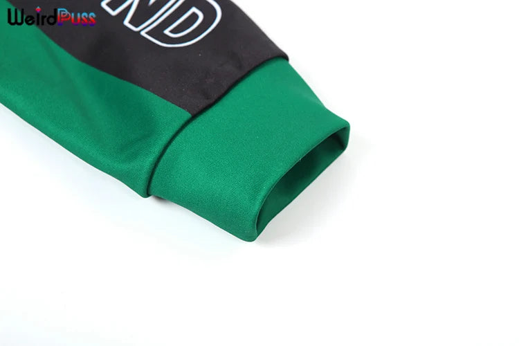 Weird Puss Hipster Patchwork Jacket Women Y2K Letter Print Hipster Uniform Street Single-Breasted Hipster Autumn Trend Zip Coat