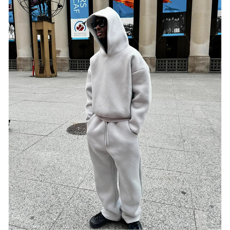 sweatsuit Casual Solid Couple's Hooded Sweatshirt Loose Sweatpants Jogging Sweatshirt Trousers Outfits Suits ﻿