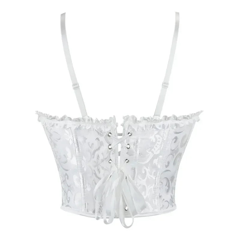 Women Corset Crop Top Overbust Sexy Lace Up Bustier Slimming Body Shaper Short Torso Corselet Vest Black White Red