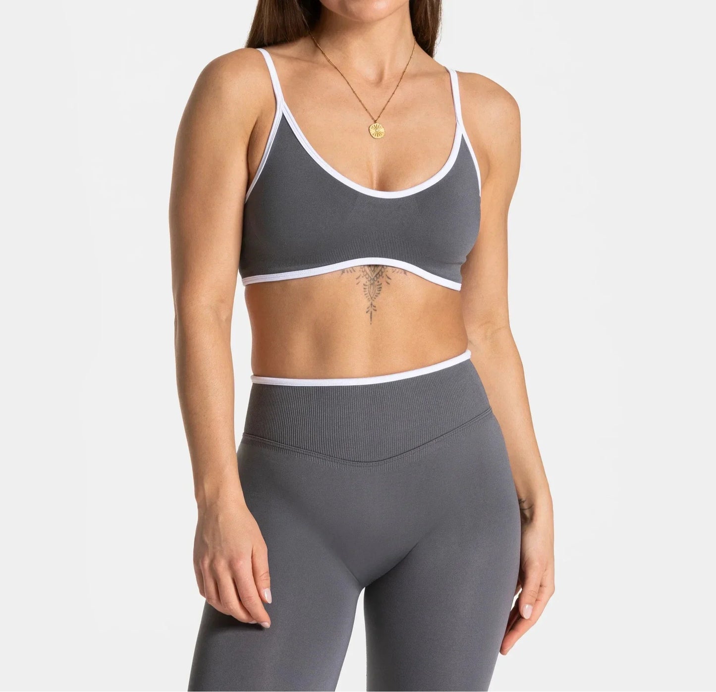 Summer Women's Solid Color Sports Suspender Bra Sexy Backless Knit with Chest Cushion Suspender Yoga Fitness Top