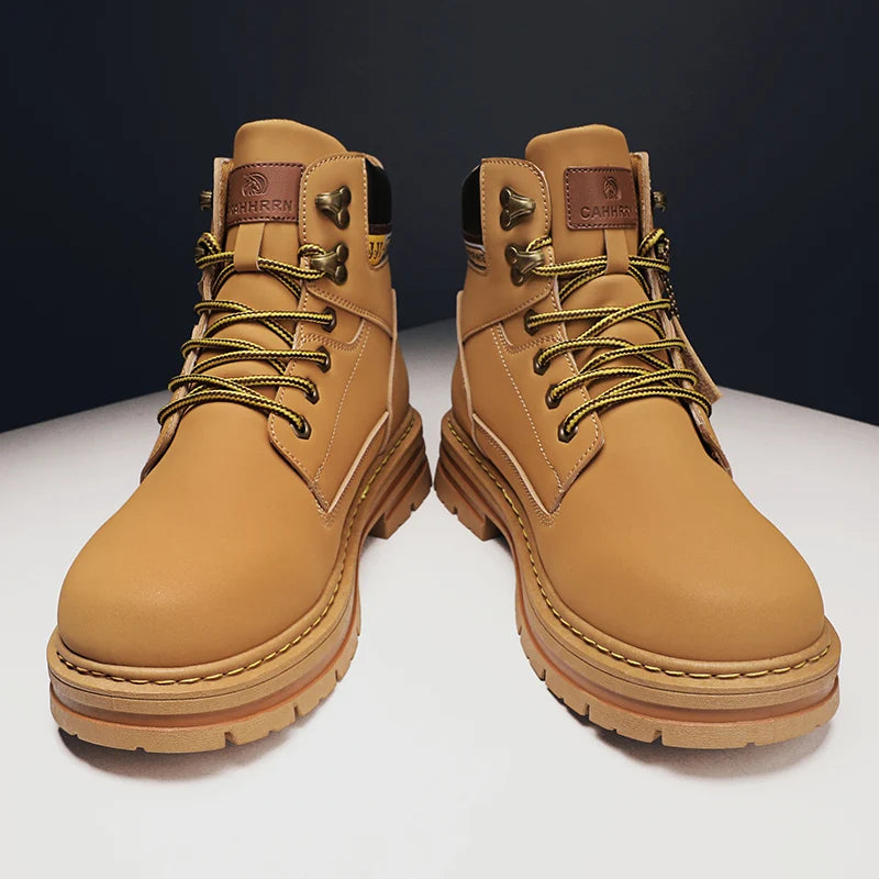 Lace-UP Leather Shoe's for Men Work Safety Mid-top