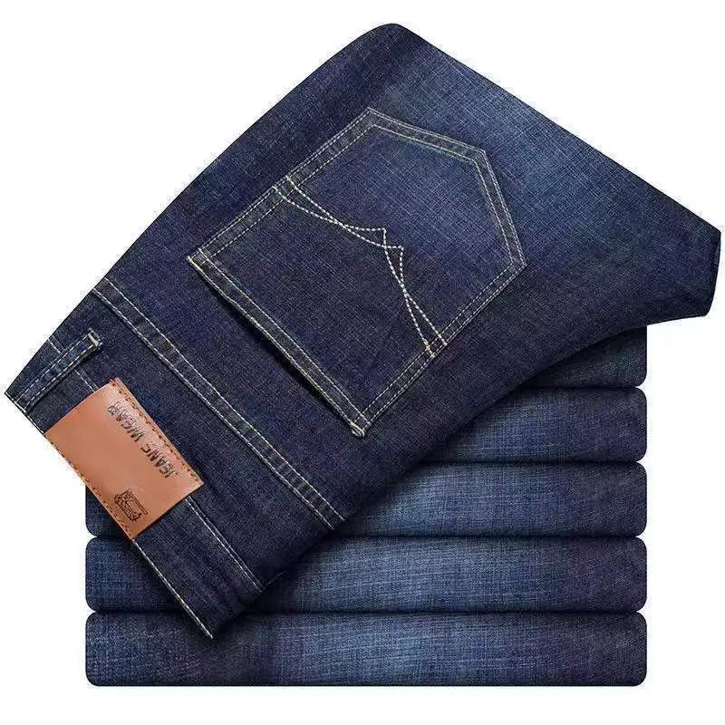 Denim jeans, comfortable and soft business casual denim pants, slim fit straight leg pants, fashionable men's brand, light luxury elast