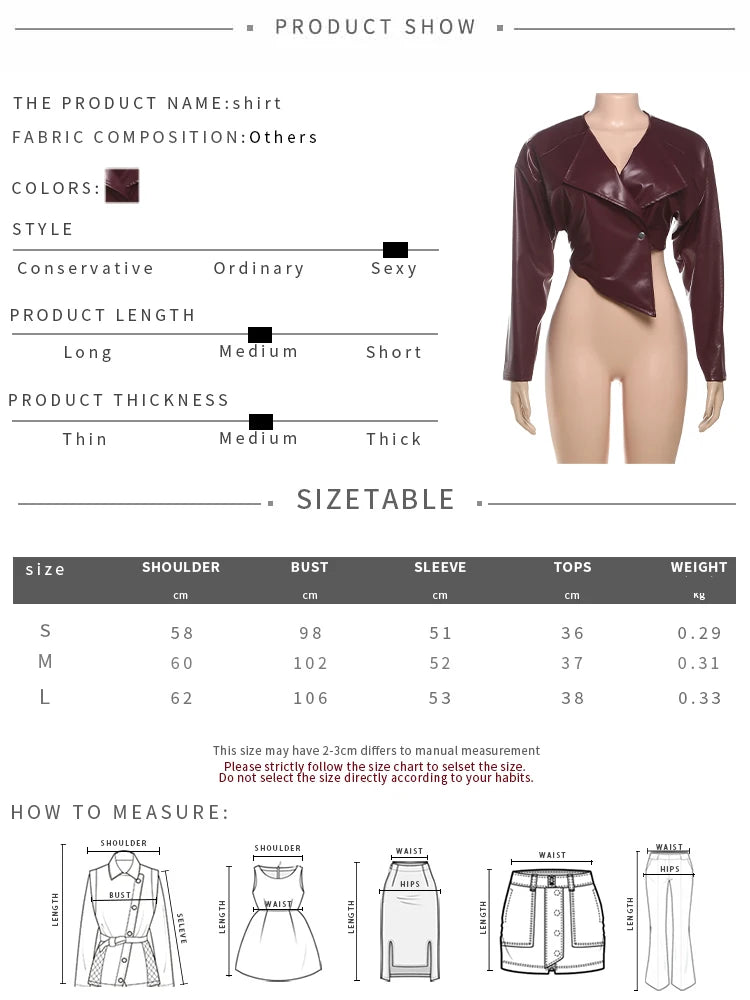 Weird Puss Faux Leather Crop Jacket Women Cross Neck Hipster Single Button Irregular Fall Trend Wild Basic Sexy Streetwear Coat