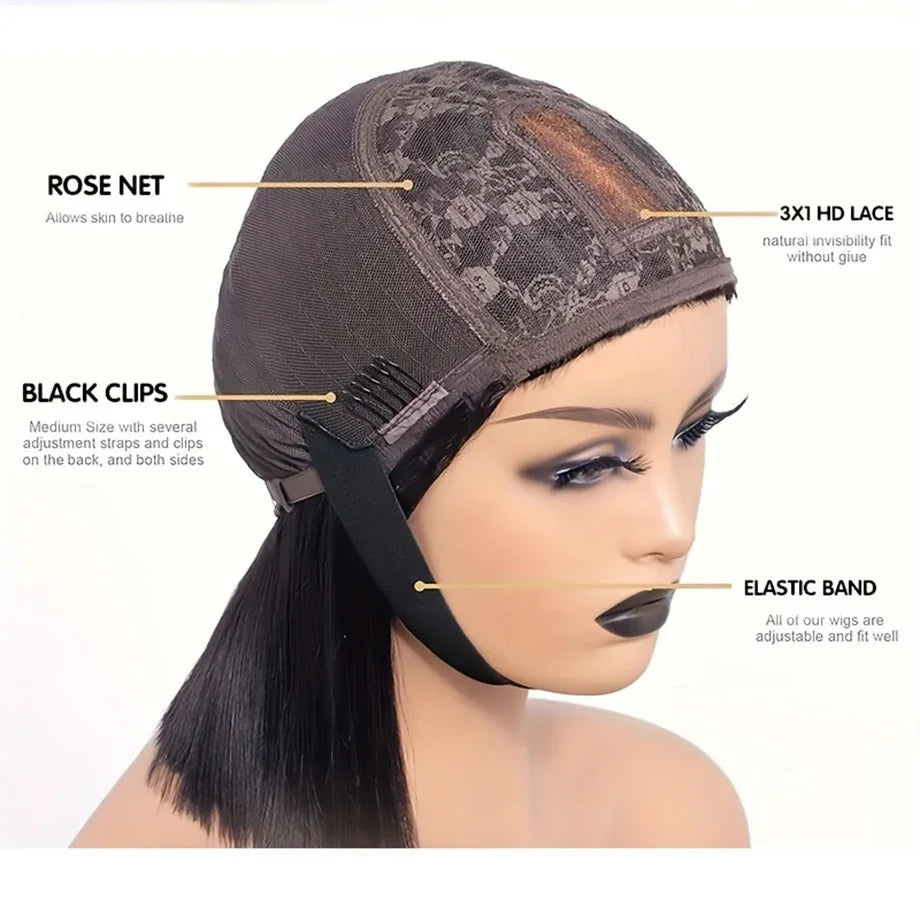 Body Wave Human Hair Wigs with Bangs 3X1 Middle Part Lace Wig Pre Plucked Body Wave Glueless Wig Machine Made Wigs For Women