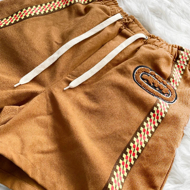 Cactus Jack Shorts Fashion Casual  Loose Color Blocking Patch Black Drawstring Elastic Waist Shorts Men Women Streetwear Pants