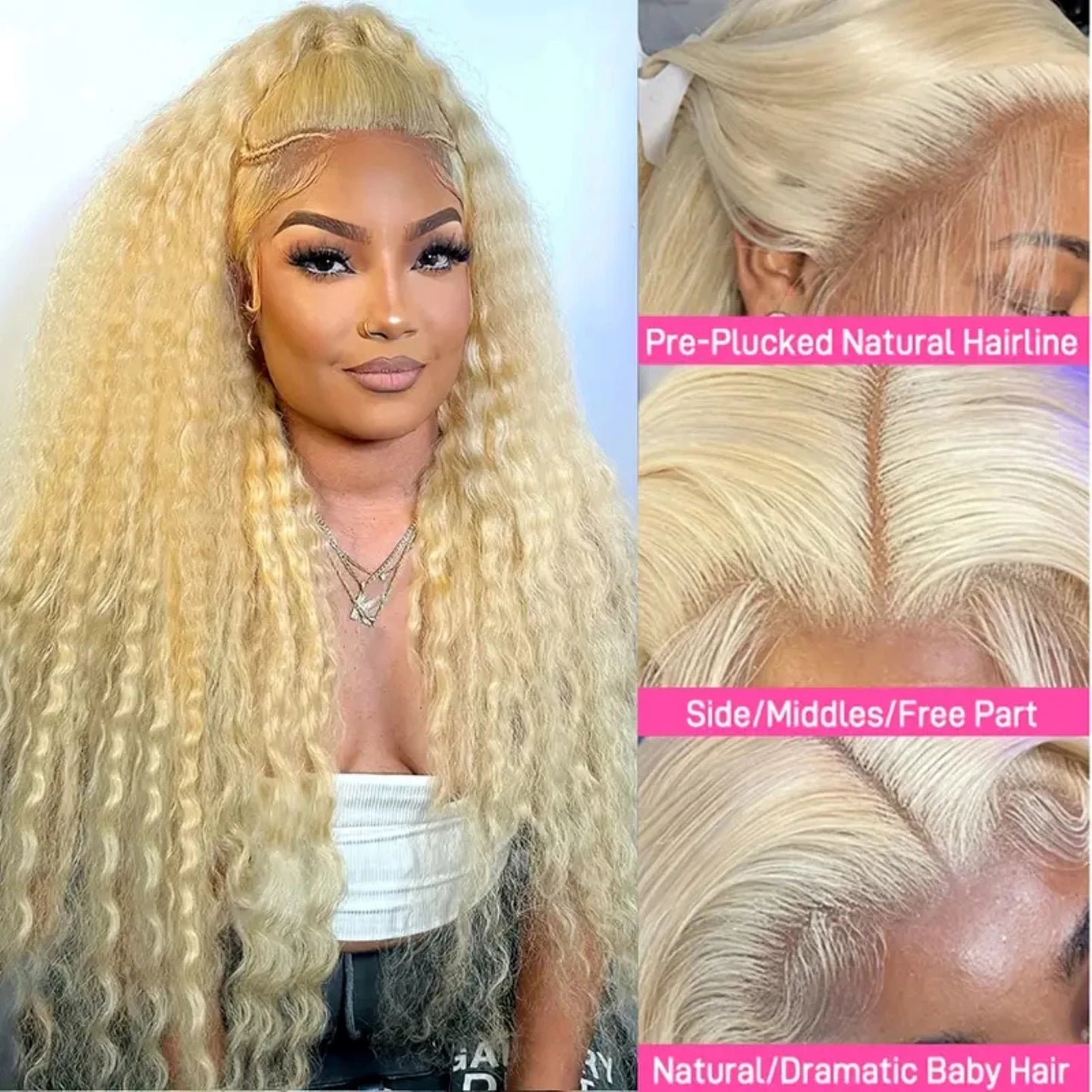Lace Front Human Hair Wigs30 38 Inches Deep Wave Wigs 613 Honey Blonde Color 13x4 13x6 Lace Frontal Curly Wave Wigs For Woman