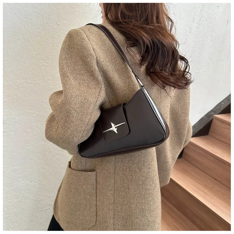 Solid color armpit bag, women's fashion new style | Casual texture shoulder bag, summer minimalist baguette bag