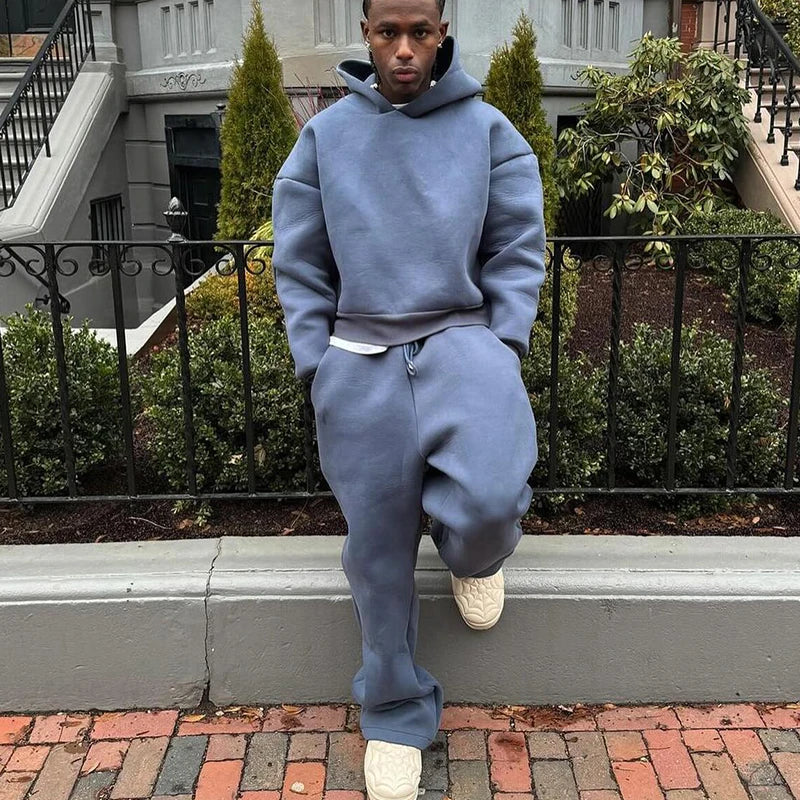 sweatsuit Casual Solid Couple's Hooded Sweatshirt Loose Sweatpants Jogging Sweatshirt Trousers Outfits Suits ﻿