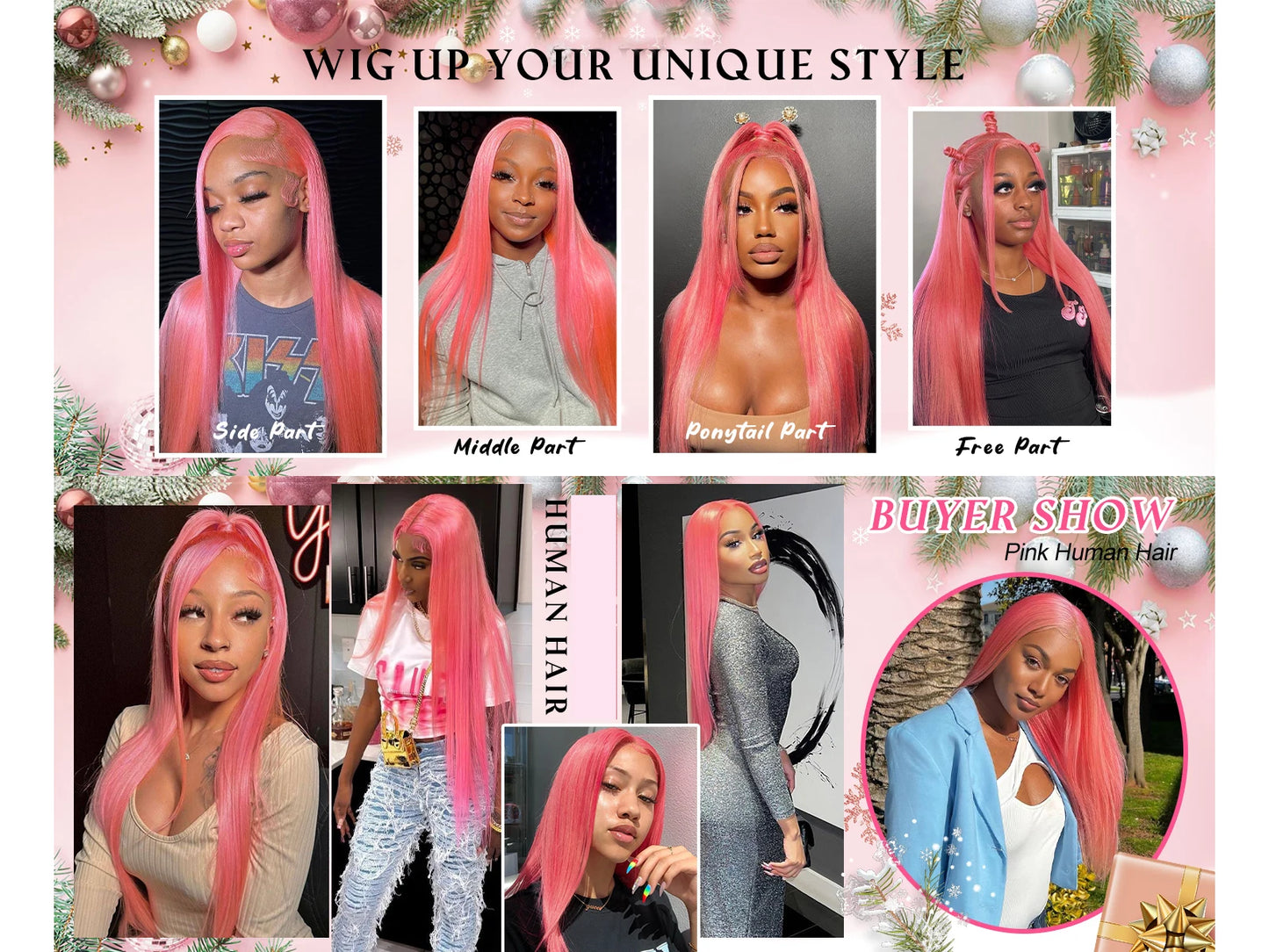 36 Inch Light Pink Human Hair Pre Plucked 13x4 HD Transparent Lace Front Wigs 100% Brazilian Straight Human Hair Wig For Women